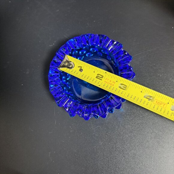 Fenton Cobalt Blue Hobnail Glass Ashtray Collectible Vintage Decorative Piece - Picture 7 of 13